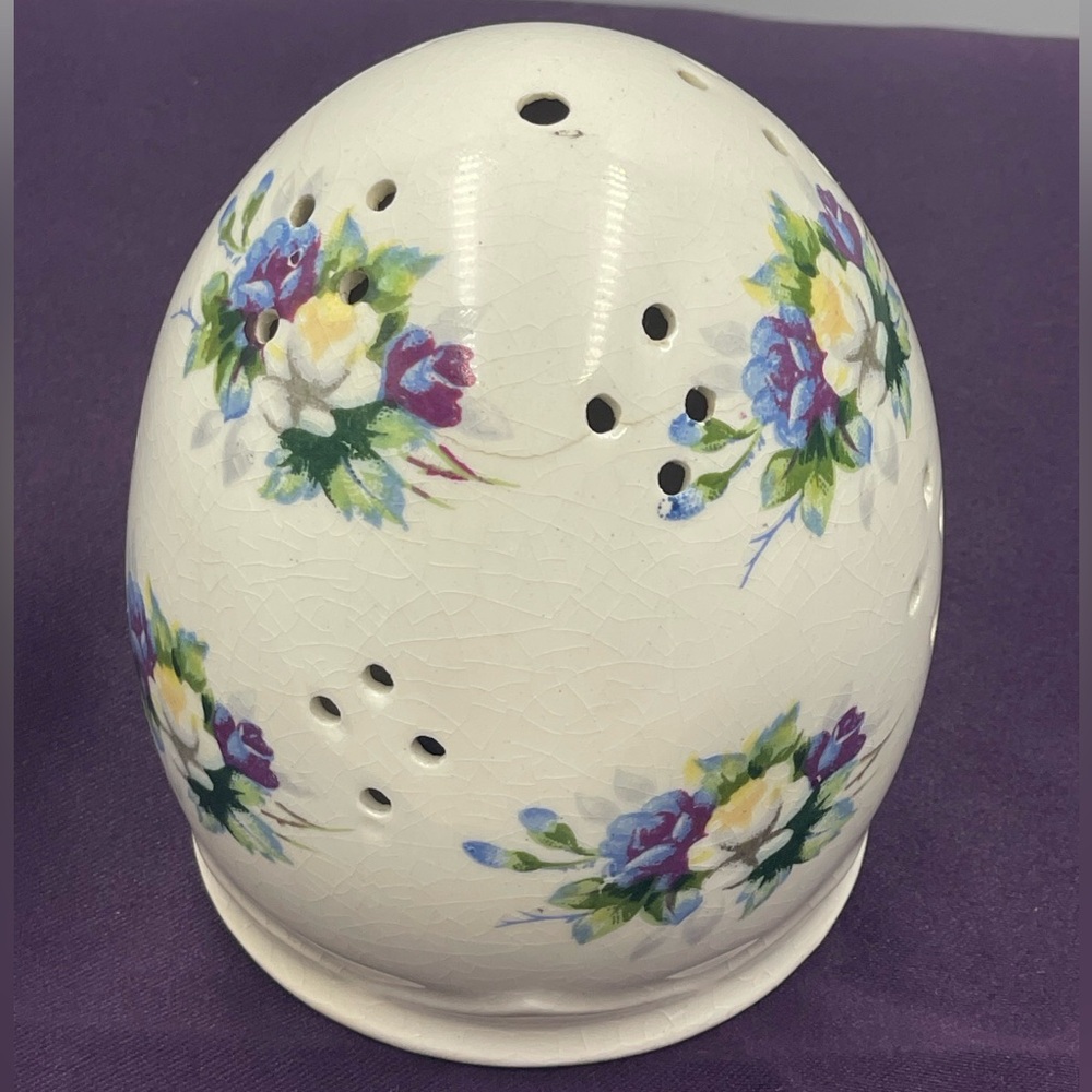 Ceramic Egg Shaped Floral Design: Potpourri Scent Sachet Pomander Made in Japan